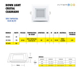 Downlight Empotrado Cristal Cuadrado 3 Temperaturas de color 16W 10 Piezas - Interled Mexico