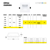 Cupula Empotrada Cuadrada 20W Frio 10 Piezas